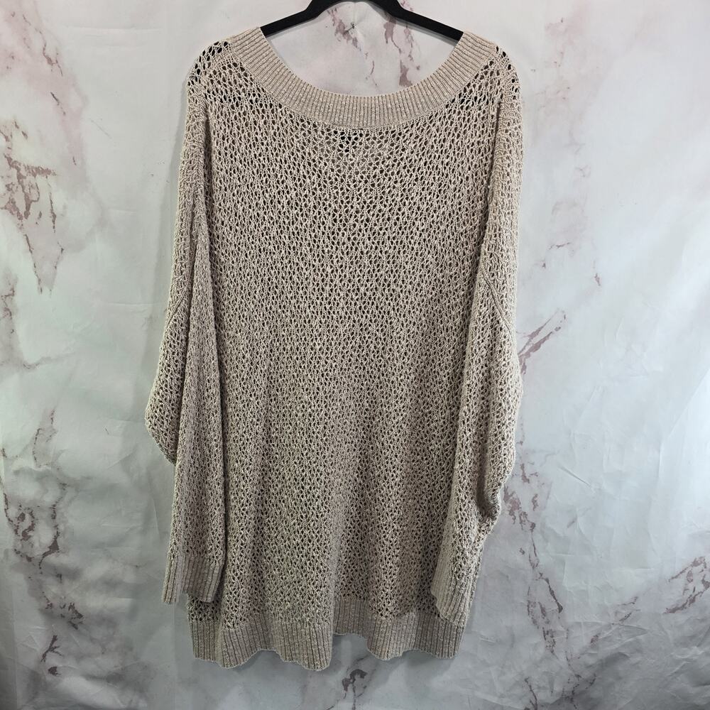 Torrid Sweater Womens 3 3X Beige V Neck Plunge Open Stitch Pullover Slouchy - Picture 5 of 12